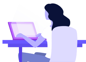 Ilustración mujer frente a un computador